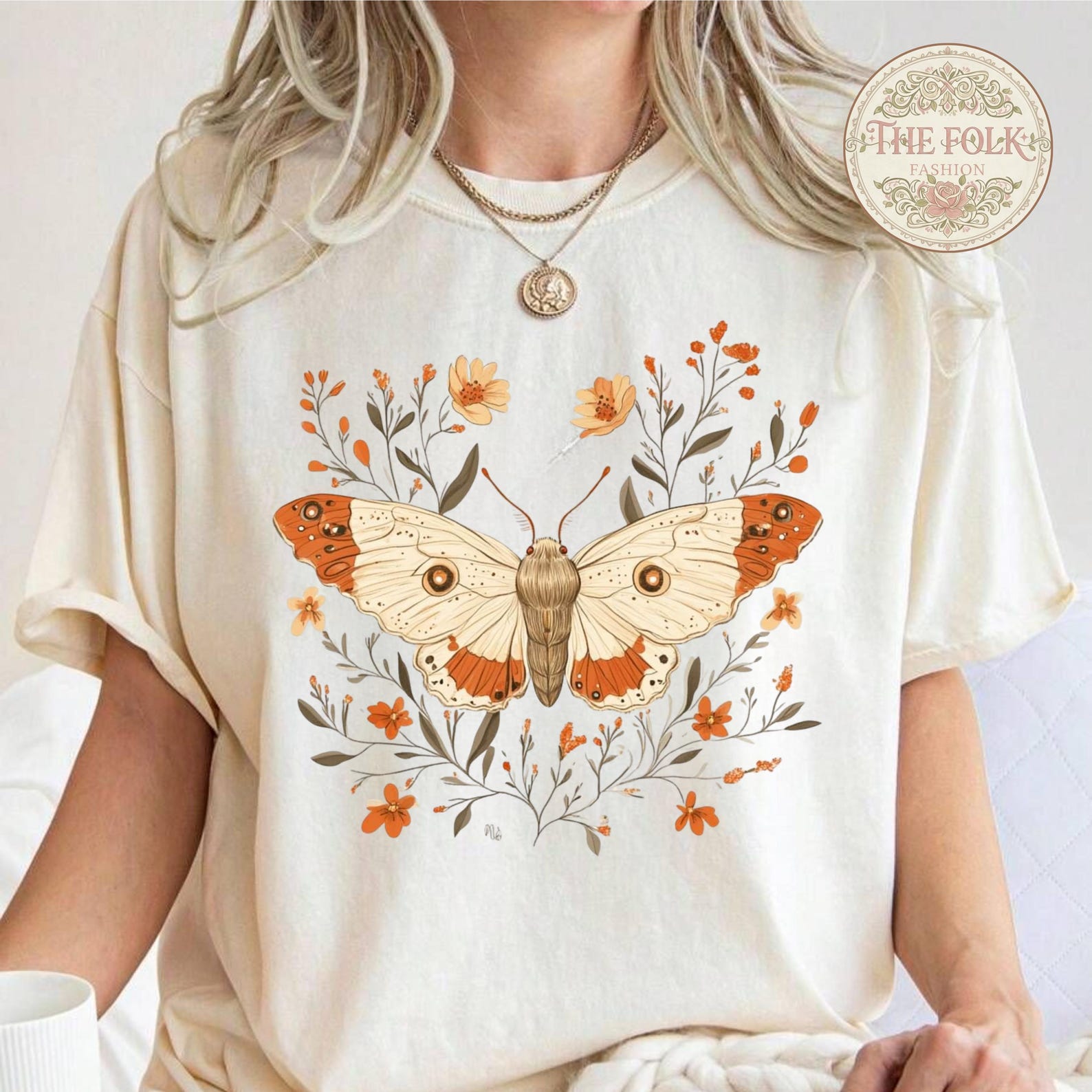 Vintage Moth Wildflower Shirt, Cottagecore Aesthetic Butterfly Tee, Boho Floral Nature Tshirt, Comfort Colors Botanical Shirt, Gift For Her 4XL