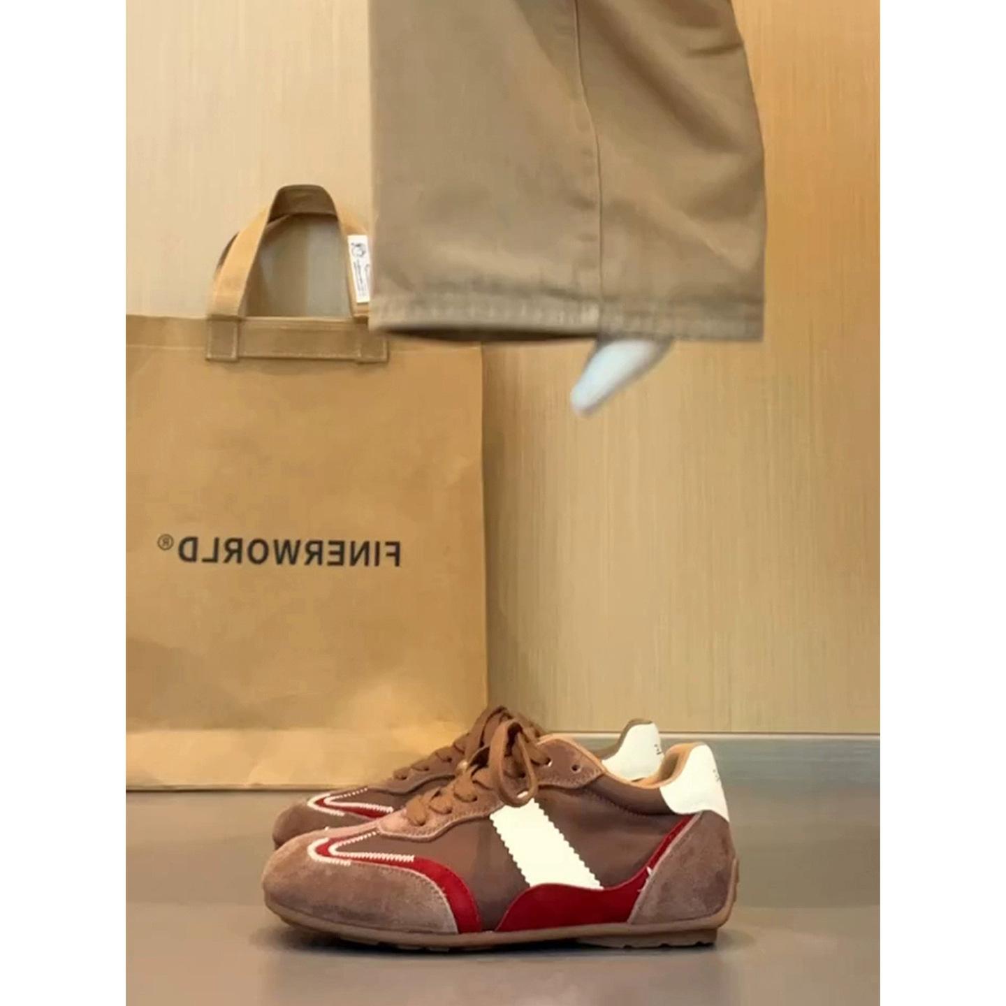 

Версия из коровьей кожи~ Ретро немецкие тренировочные кроссовки на высокой подошве женские 2025 новые спортивные кроссовки «дюна» и «ветер» обувь «Форрест Гамп» повседневная обувь 40 коричневый