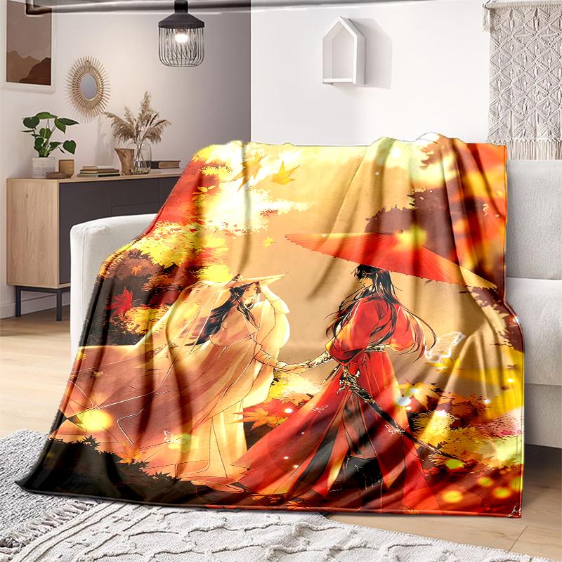 1PC Heaven Official s Blessing printed blanket, all season lightweight home office outdoor nap multifunctional blanket A1 80cm x 120cm