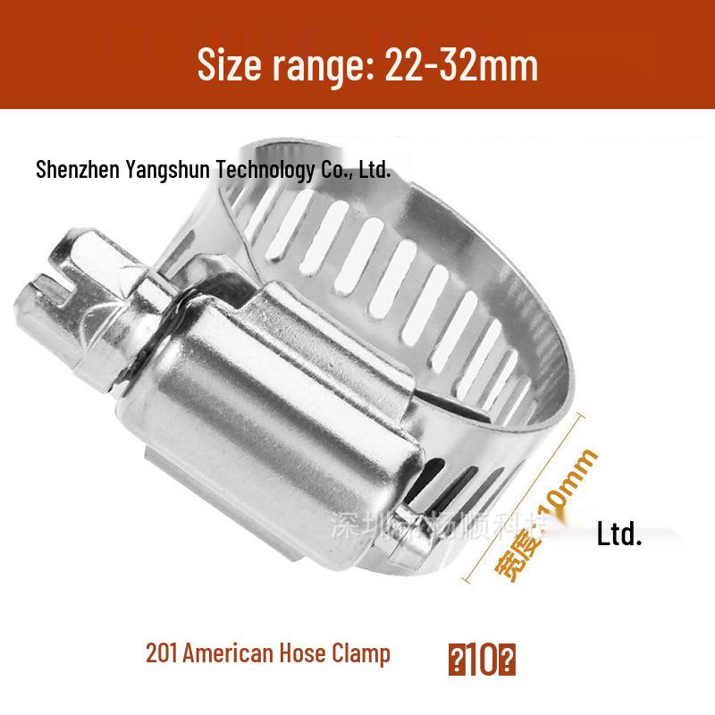 10-Pack 201 Stainless Steel Adjustable Hose Clamps 6-44mm
