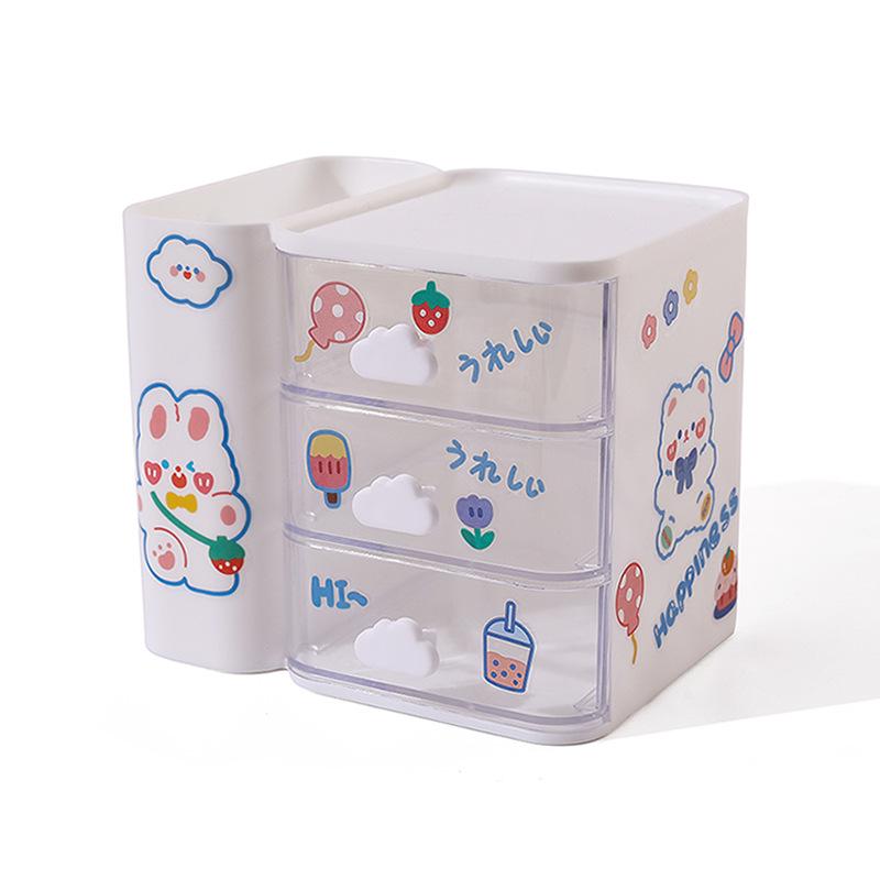 Transparent Cloud Desktop Pen Holder & Drawer Organizer Box