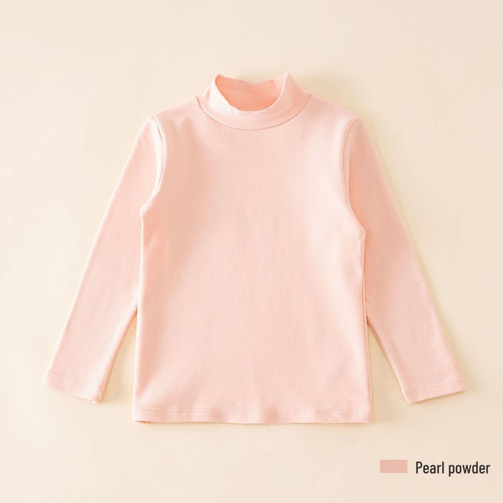 2024 Kids' Warm Long-Sleeve Mid-Collar Cotton T-Shirt for Autumn & Winter