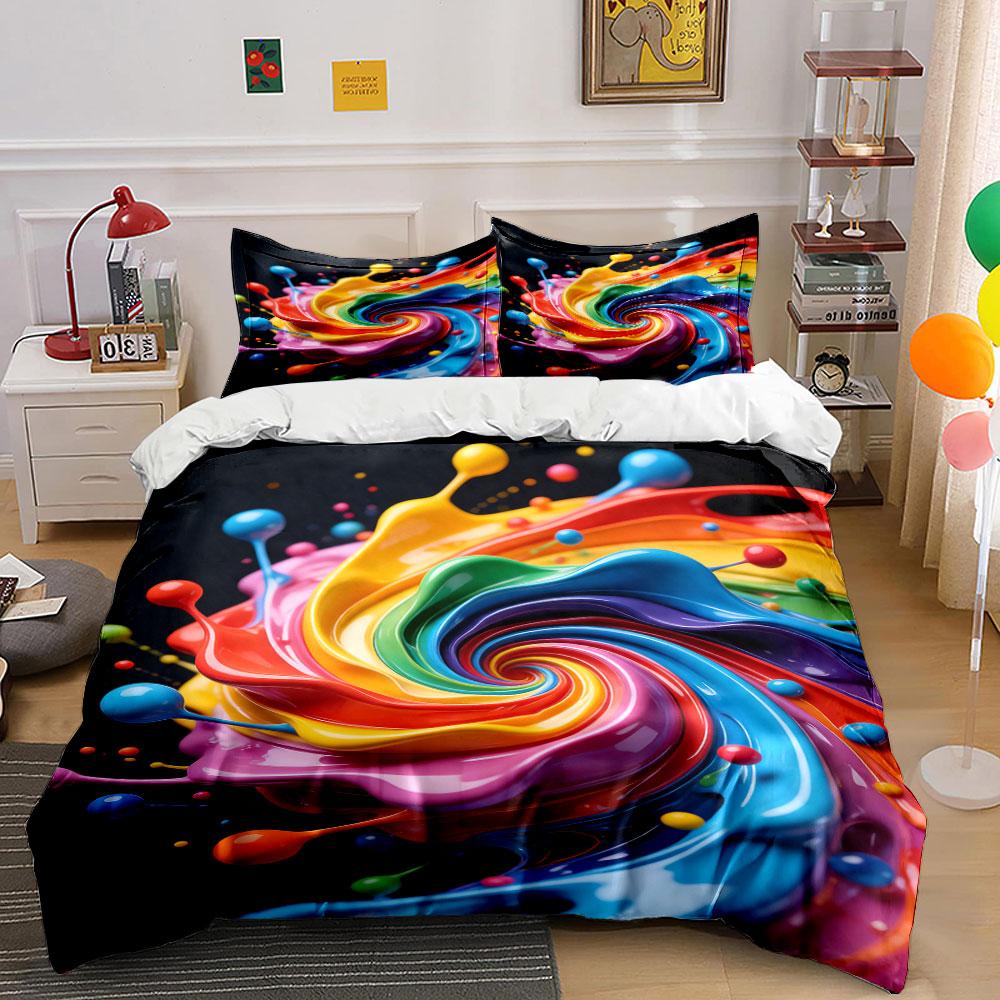 

Rainbow swirl with splashes. Bedding sets Duvet cover sets Duvet covers Pillowcases(1 * Duvet Cover 2 * Pillowcases, without duvet insert) 135x200cm