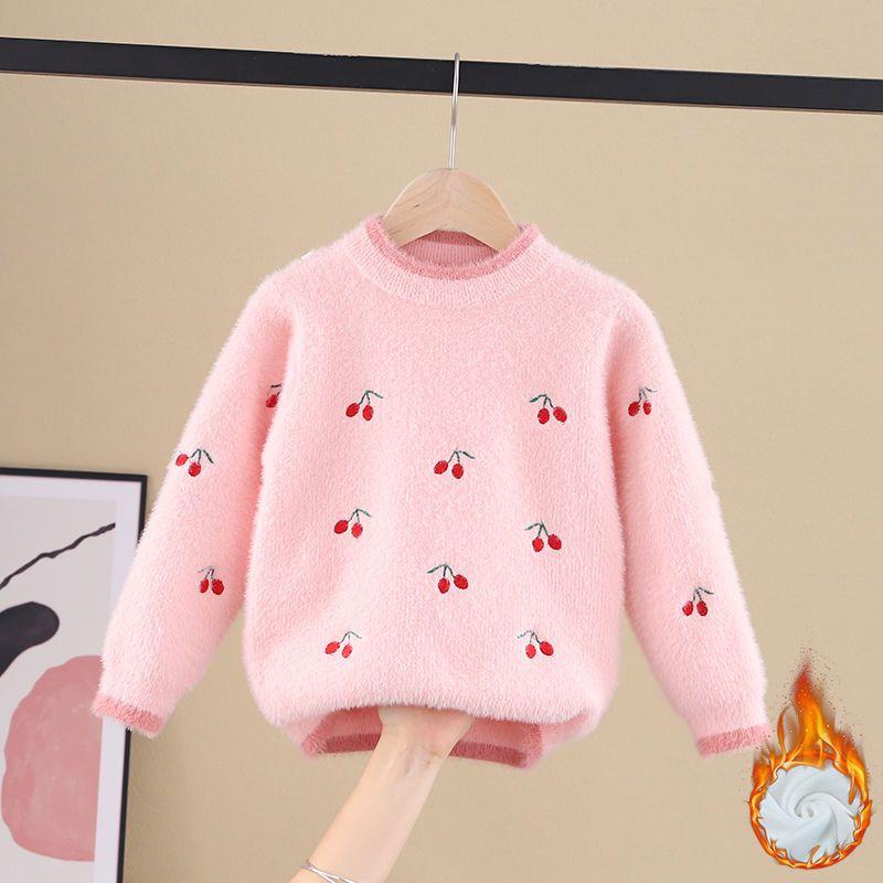 Girls Sweater Velvet Bottoming Shirt Children Clothing Knitted Pullover Baby Sweaters