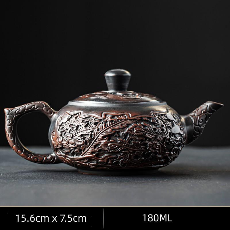 Ceramic mov Ceainic vintage din ceramică sculptată Kung Fu ceainic un singur ceainic Pu'er Dispozitiv de preparare a ceaiului Seturi de ceai ceainic chinezesc
