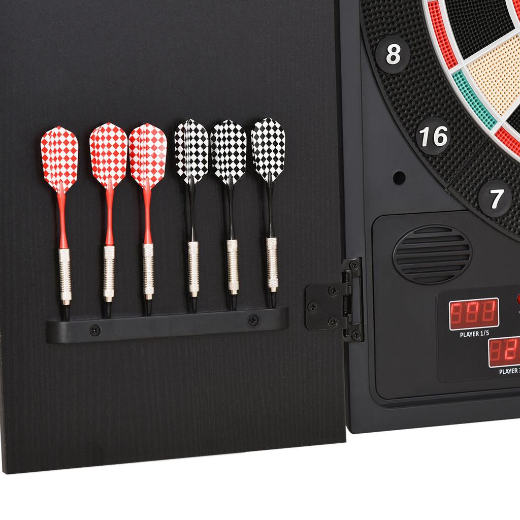 Electronic Dartboard Set, 27 Games Modes and 202 Variations, LED & 12 Soft Tip Darts and Cabinet to Storage