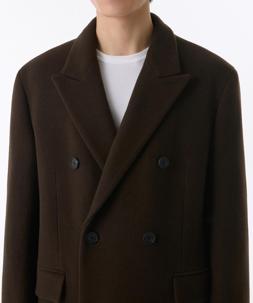 Musinsa Standard Cashmere Blend Daddy Shoulder Double Long Coat [Baroque Brown]