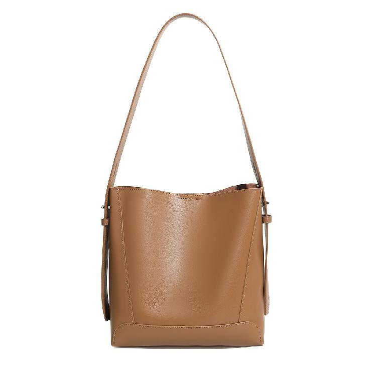 2025 New Autumn/Winter Niche High-End Genuine Leather Women's Bag Cowhide Bucket Bag Large Capacity Shoulder Crossbody Tote Bag