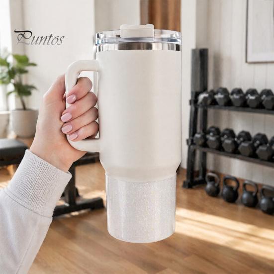 Anti Scald Cup Cover Glitter Silicone Boot for 40oz Tumblers, Non-Slip Sleeve 7.5cm Diameter Jelly Wrap Base Water Bottles, Translucent Tumbler Cover,
