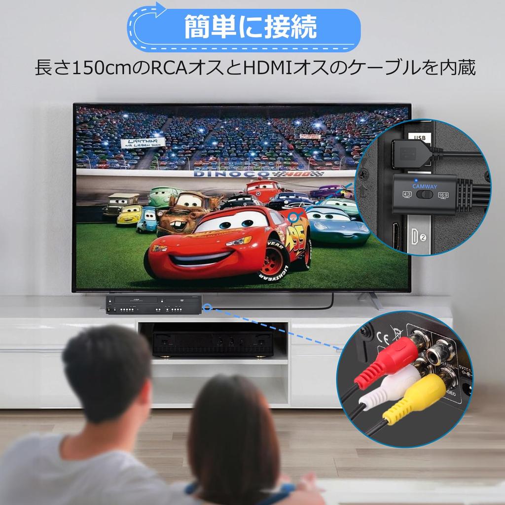CAMWAY RCA to HDMI Video Switchable AV to HDMI RCA to HDMI 3 Color Mini CVBS Adapter for Converter, 169/43 Converter, 720P/1080P Support, Converter,