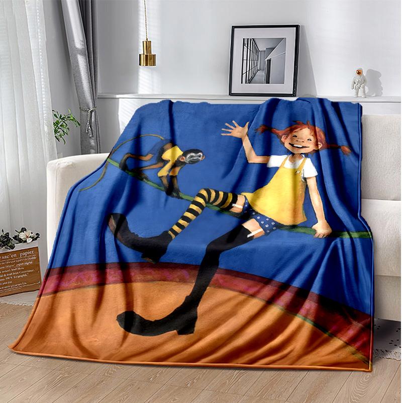 Manta de Franela Pippi Suave Cálida para Todas las Estaciones, Diseño para Acampar, Viajes en Coche, Senderismo Sofá, Cama, Oficina Regalo Perfecto para Fiestas