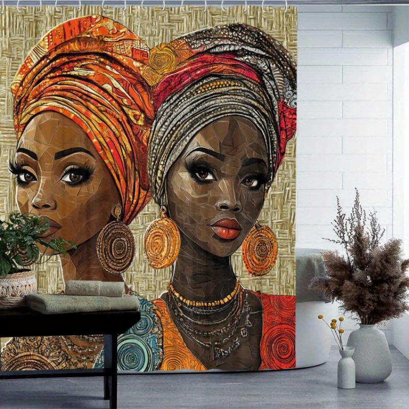 Vibrant African-Themed Shower Curtain: Water-Resistant, Non-Woven Fabric, Machine Washable, Ideal For Home And Hotel Bathrooms.