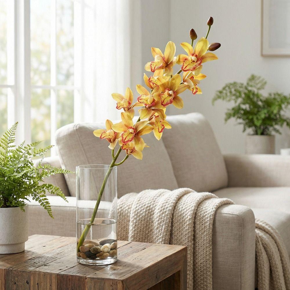 Real Touch Simulation Cymbidiums Handmade Fake Flowers  Home Decoration