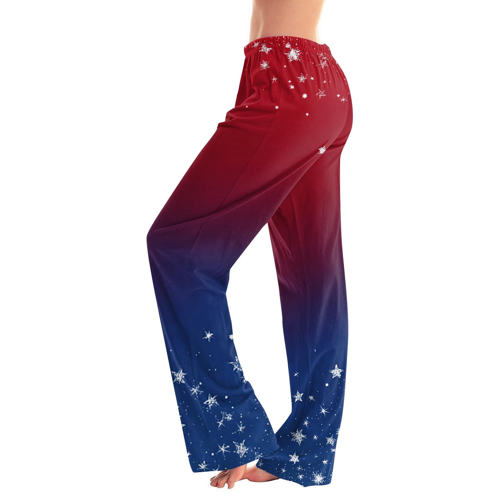 

Women s Casual Fashion Independence Day Printed Loose-fitting Home Pajama Pants XL червоний