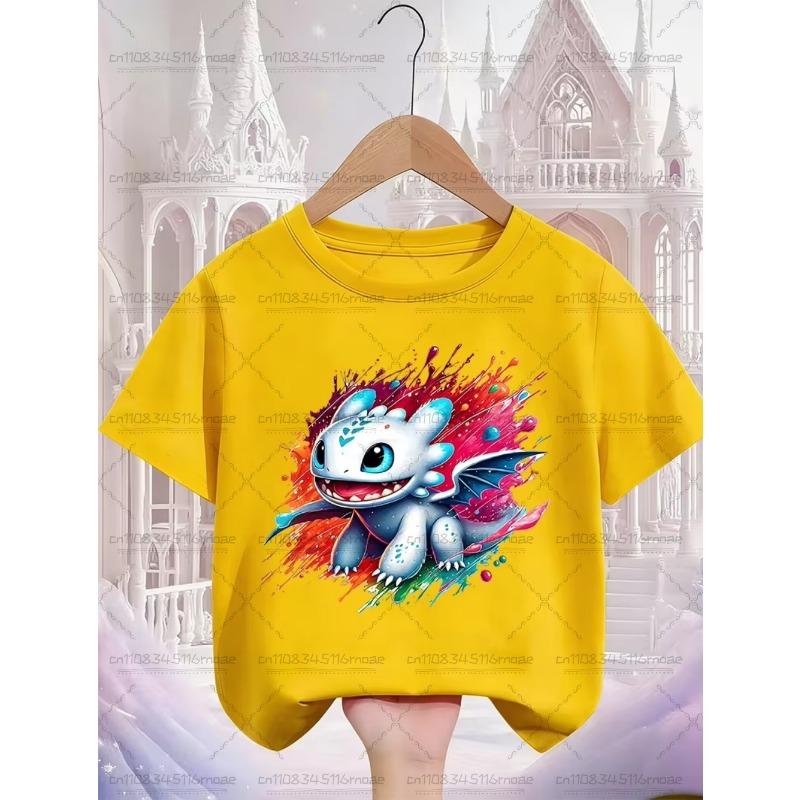Summer Cute Toothless Cartoon Cotton T-shirt for Boys and Girls Fashionable Street Hot Casual Round Neck for Children
