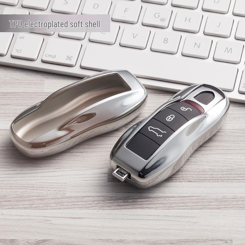 TPU Electroplated Soft Rubber Key Shell for Porsche Panamera/Macan