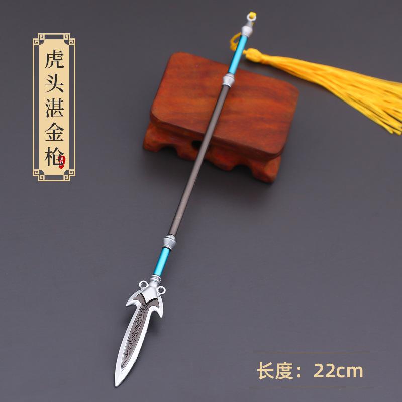 Chinese Retro Samurai Sword 22cm Metal Spear and Sword Mini Cold Model Ornaments Role Playing Fake Props Simple Style