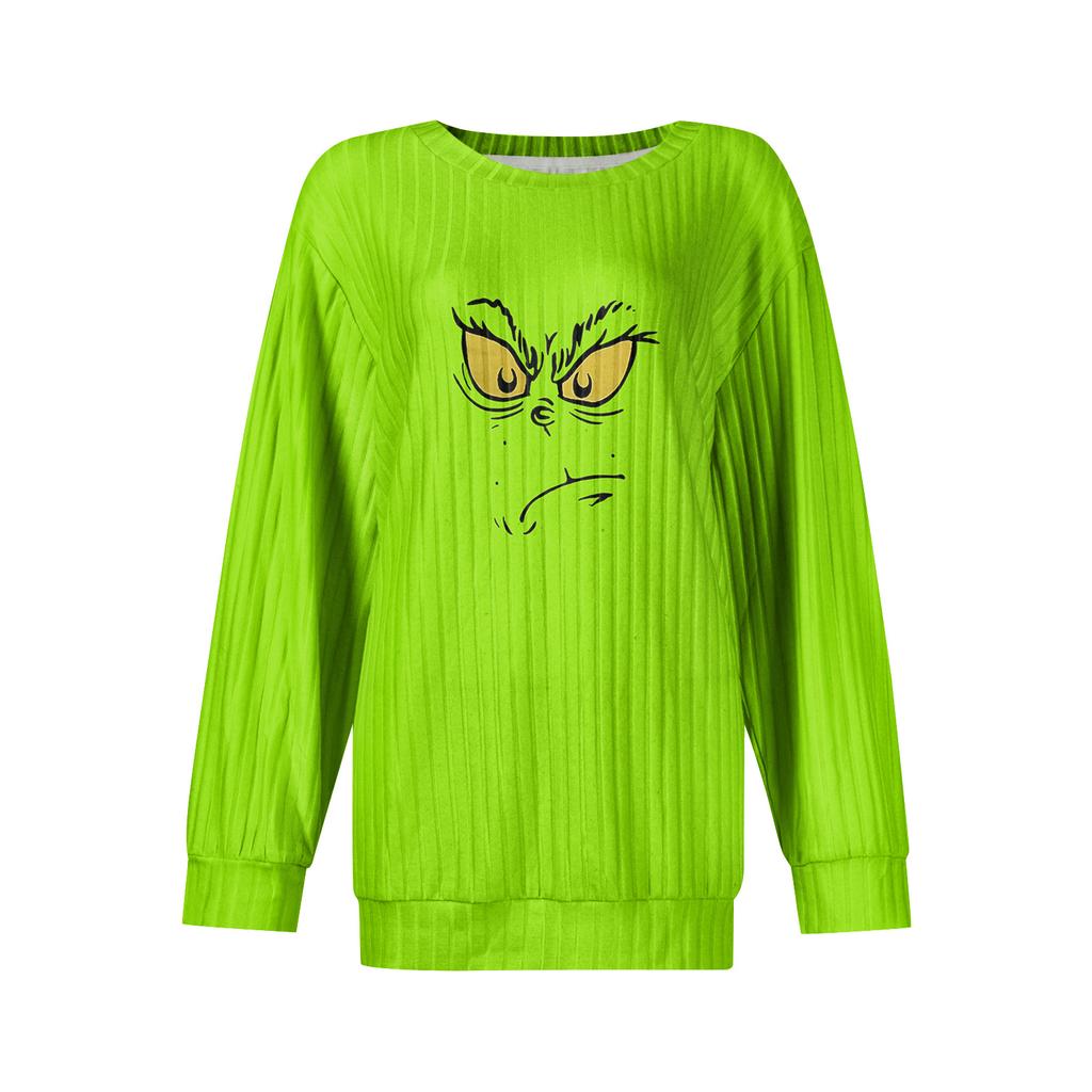 Women's Printed Lightweight Brushed-Cotton Round Neck Top