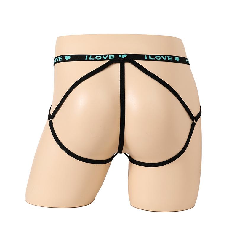 Men's sexy thongs, suspenders, elastic pockets, transparent men's T-pants, sexy boxers