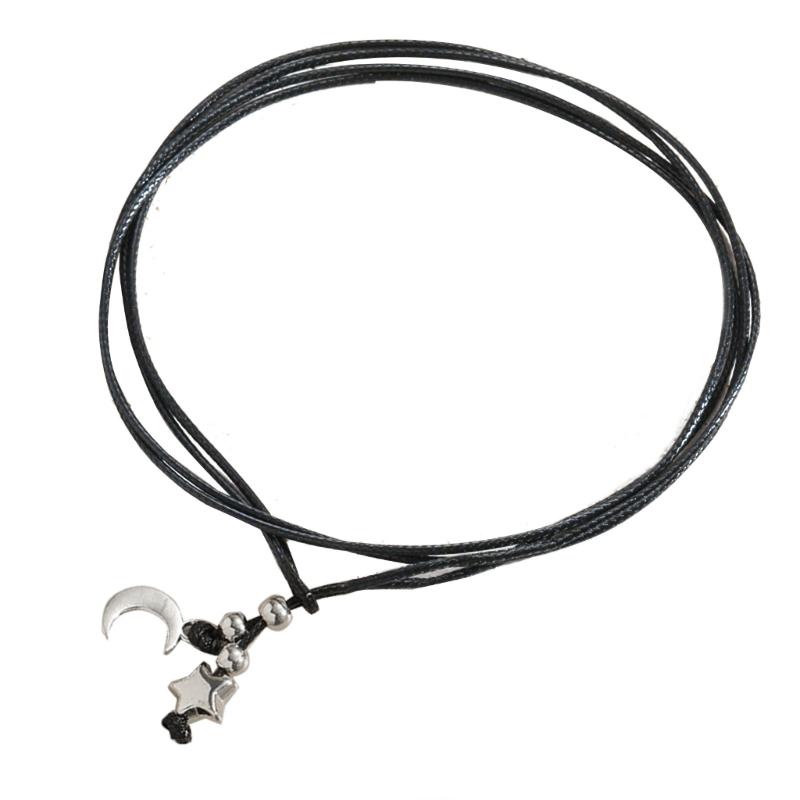 

Fashion Black Multi-layer Anklet Heart Moon Star Anklet Rope Chain Summer Beach Foot Accessories For Women Jewelry Gift
