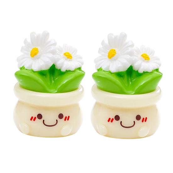 

2 Pcs Miniature Dollhouse Flowers Mini Resin Potted Plant Figurine Tiny Artificial Flowers for Home Office Tabletop Garden Micro Landscape DIY Crafts F
