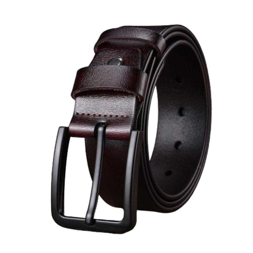 Zinc Zinc Alloy Pin Buckle Men Belt Genuine Leather Male Strap Fashion Waistband Jeans