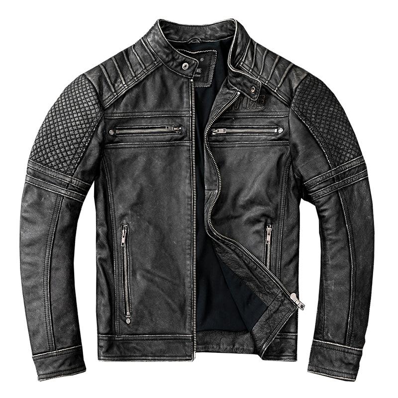 Harley Éxito de Taquilla Motocicleta Vintage Hecho Viejo Cuero Cuero Chaqueta de Cuero para Motociclista para Hombre