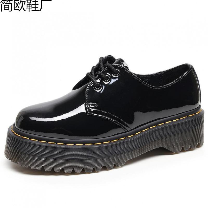 Kleine leren schoenen dames lage schacht, leer zacht leer ronde neus casual student muffin zool korte laarzen