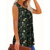 Summer Small Floral Print Round Neck Knit Sleeveless Vest Top Women