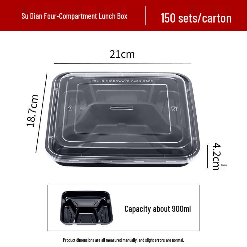 Disposable 4-Compartment Plastic Takeout Box