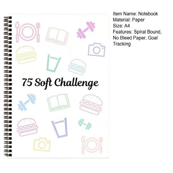 A4 75 Target Soft Challenge Planner Spiral Bound No Bleed Thick Paper Portable Travel Goal Tracking Management Soft Challenge Notebook Journal Dairy