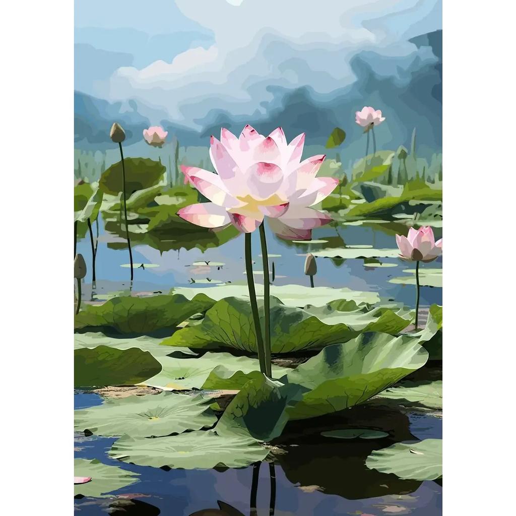 Traditonal Chinese Style Lotus Flower Lotus Leaf Posters Canvas Painting and Prints Wall Art Picture for Living Room Home Decor