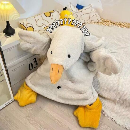 Wearable Goose Blanket Hoodie Onesie for Adult Kid, Oversized Warm Duck Pajamas, Soft Animal Cozy Sleeping Bag with Feet Slippers