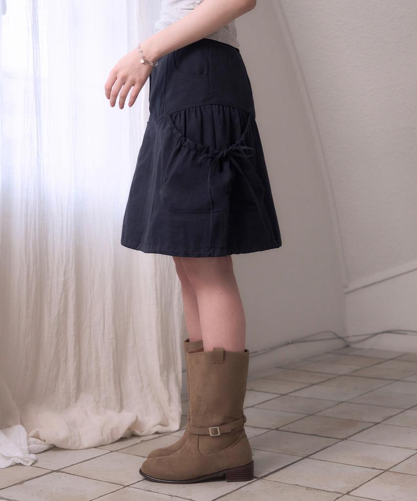 Leijeumiya Mio Shirred Balloon Skirt [Navy]
