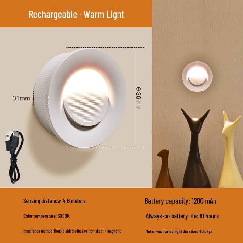 Rechargeable LED Motion Sensor Night Light for Bathroom, Stair, and Corridor