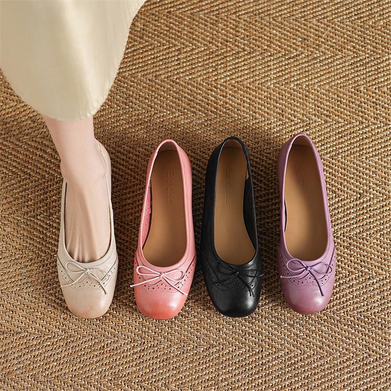 Fashion New Spring/Summer Genuine Leather Women Pumps Shoes for Women Fashion Brogue Designs Round Toe Loafers Shoes Women Low Heels