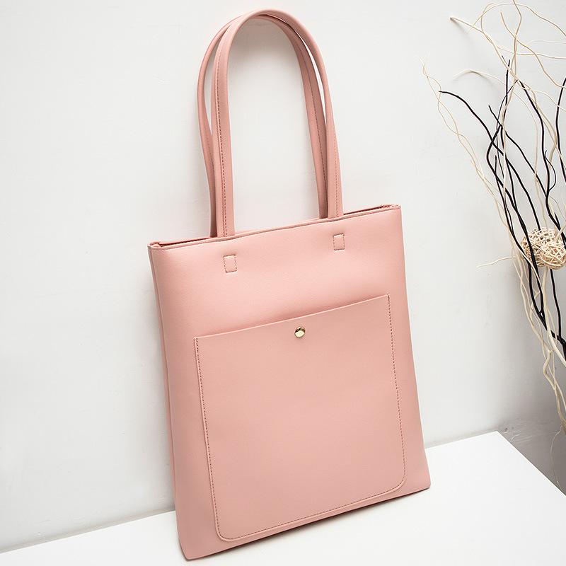 Fashion Women Shoulder Bags Simple Leather Handheld Tote Bags Casual Big-capacity Commuter Handbags Versatile Students Schoolbag