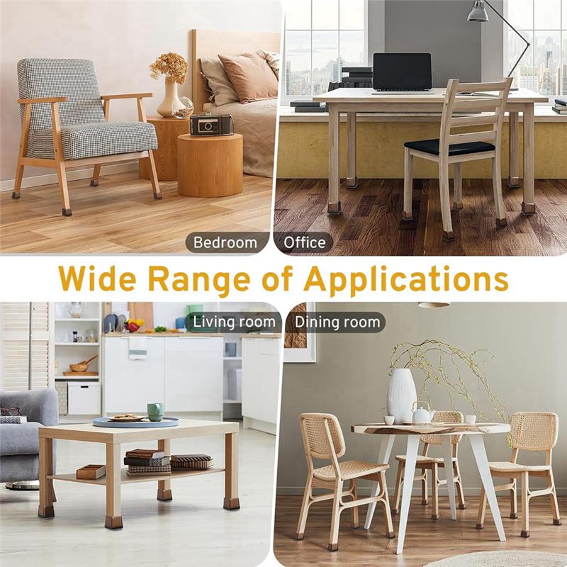 Good-24PCS Square Chair Leg Floor Protector, Hardwood Floor Chair Leg Protector, Non-Slip Felt Furniture Pad, Silicone Cover