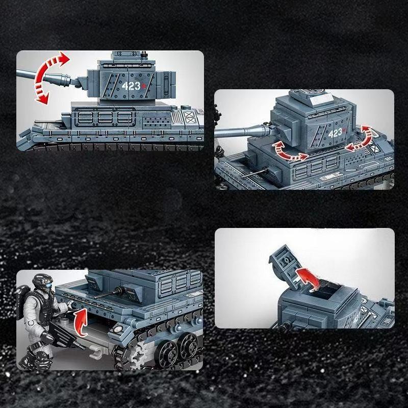 Druhá světová válka WW2 Armáda Vojáci Pancéřový Polopásový Hlavní Stan Tank Stavebnice Kostky Model DIY Montáž Hračky Pro Děti