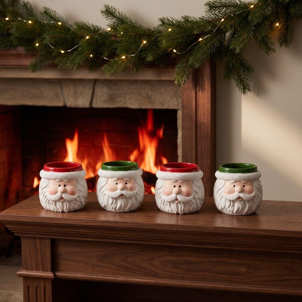 Resin Christmas Ornaments Cartoon Tabletop Plant Planter Santa Claus Flower Pot  Home