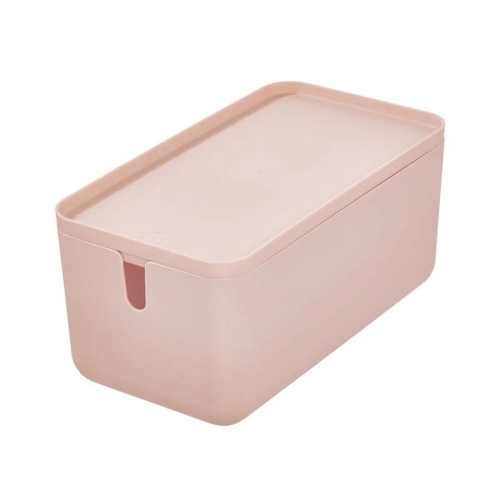 Stackable Toilet Paper Storage Bin with Lid Non-Skid Feet Slim Design Modular Organizer Bathroom Cleaning Wipes Holder Durable