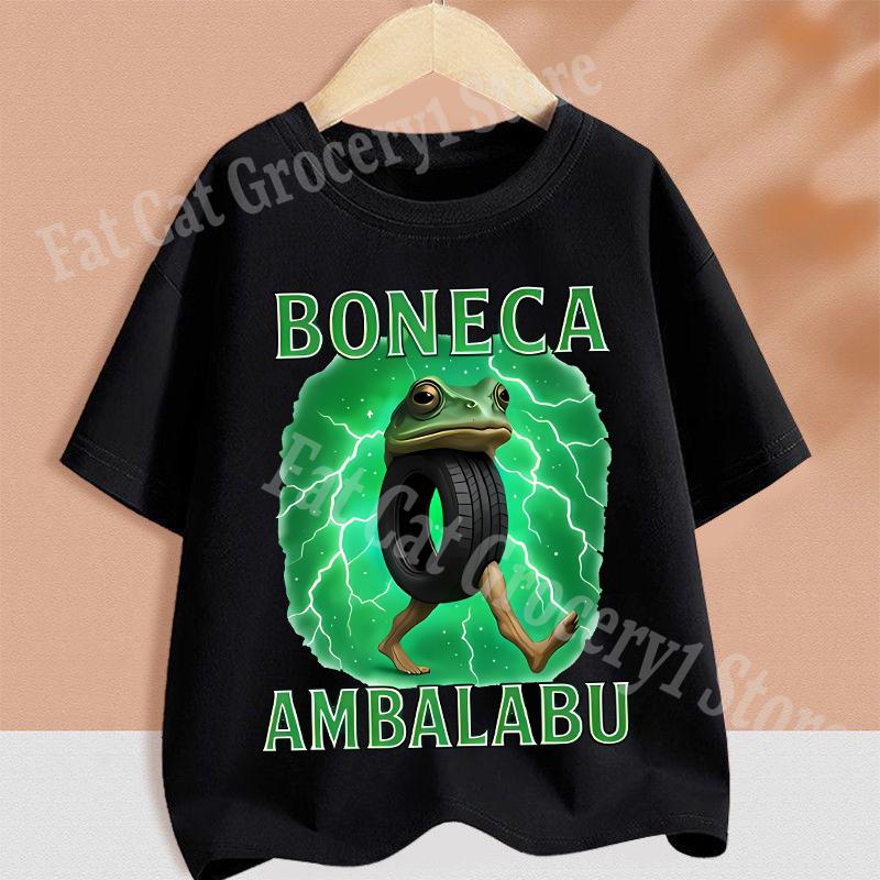 Kids T-shirt Summer Short Sleeve Tungtung Sahur Brainrot Cartoon Children Tees Tops Boys Girls Clothes