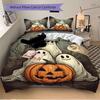 3pcs Ghost With Pumpkin Drawing Print Bedding Set (1 Cover + 2 Pillowcases, Without Inserts), This Printed Bedding Set Is Soft and Comfortab