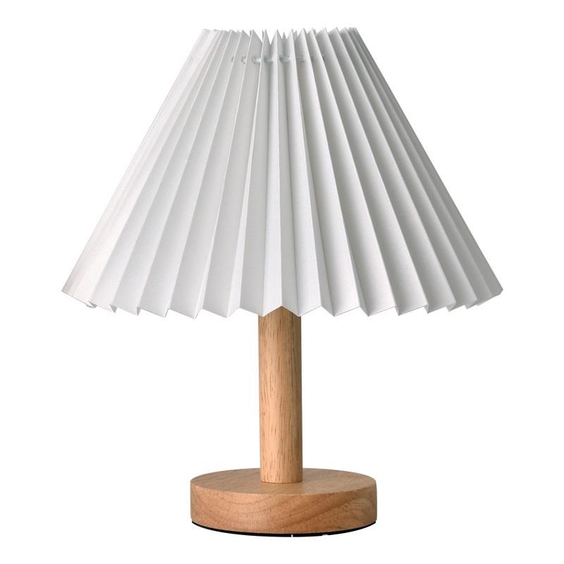 Vintage Pleated Remote Control Night Light Nordic Bedroom Table Lamp Umbrella Shaped Bedside Lamp Creative Gift For Home Decor