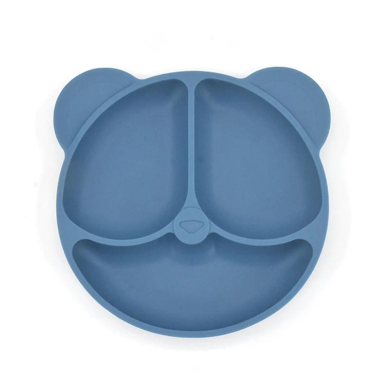 Baby Safe Silicone Dining Plate Solid Cute Cartoon Children Dishes Smile Face Baby Tableware Set Retro Kids Plate