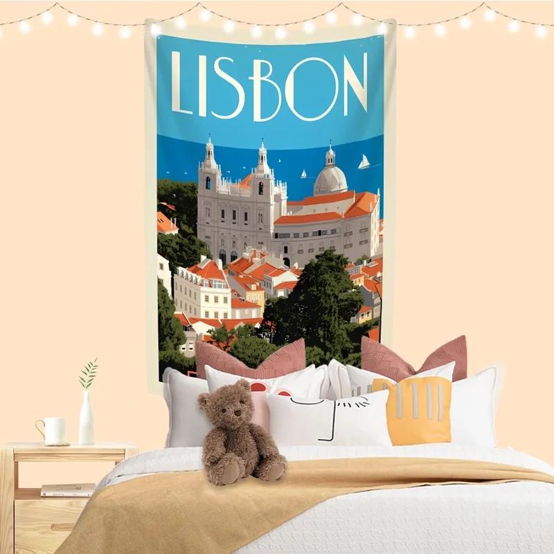 Home Wall Decoration Tapestry City Travel Poster Background Office Living Room Tapestry