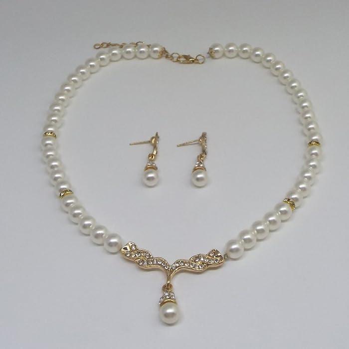 Latest Stylish Design Fancy Pearl Necklace Jewellery Set for Women