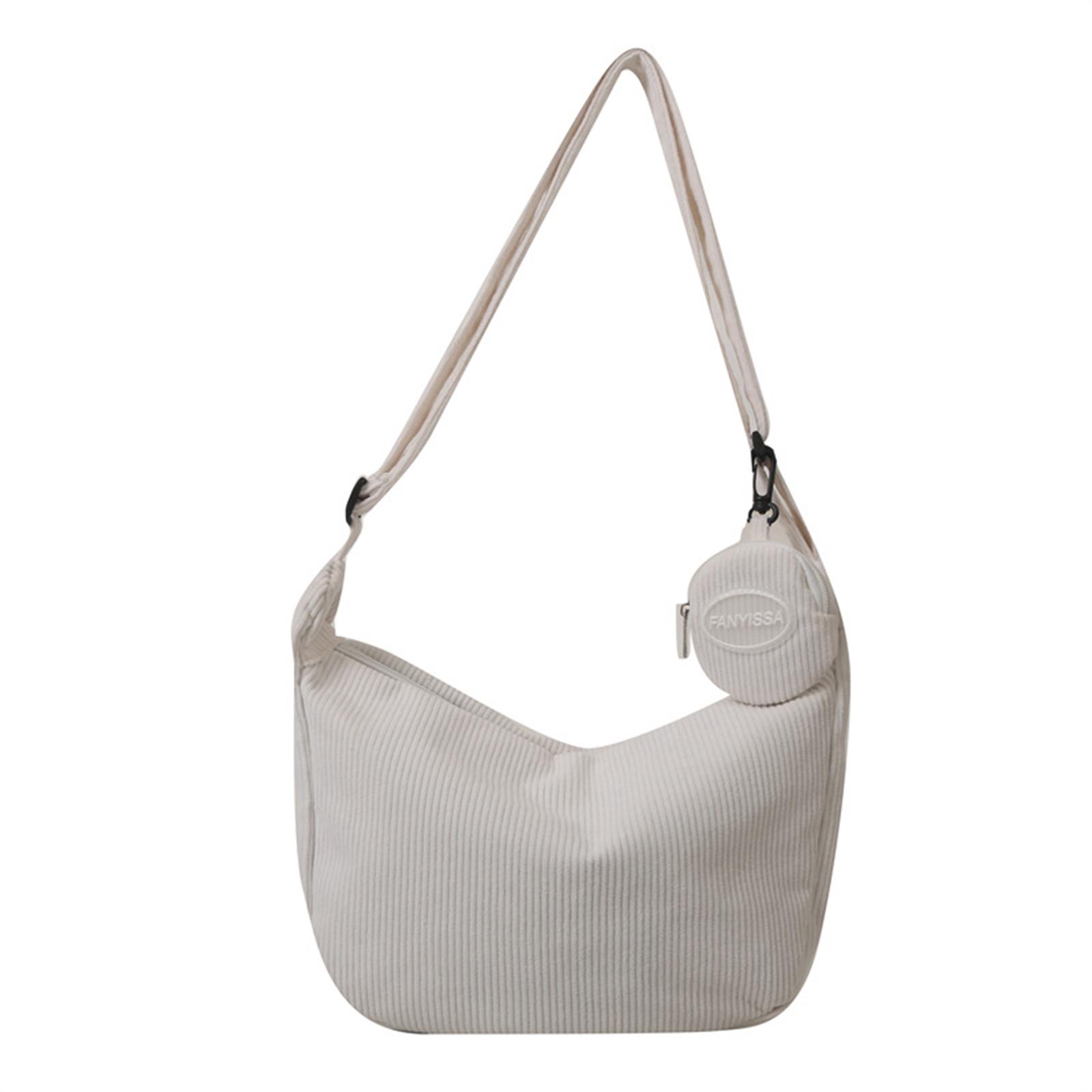 

Стильная вельветовая сумка через плечо с регулируемым ремешком, идеально подходит для работы, путешествий, шопинга, свиданий белый