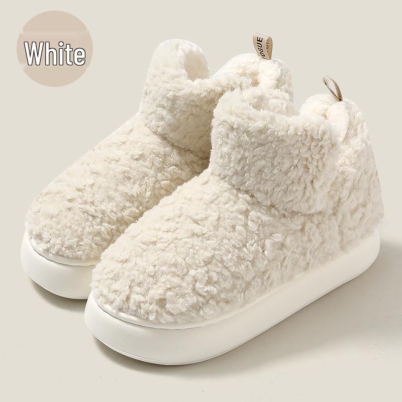 Women's and Men's High-Top Non-Slip Fuzzy Cotton Slippers - Thick-Soled for Autumn and Winter