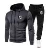 Mens Hooded Zip-Up Sweatshirt Set Casual Sportswear Long Sleeve Tracksuit Running Gym Outdoor